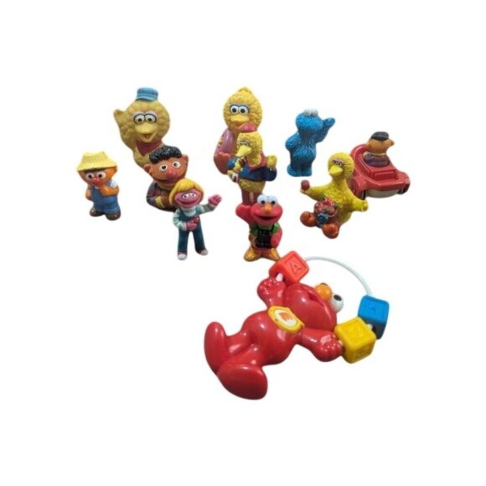 Sesame Street Collectible Figurines Lot Of 10 Vintage Plastic Toys Mixed Charact